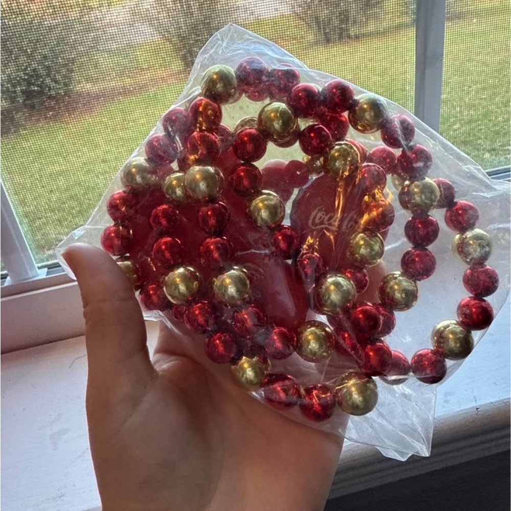 Coca Cola Red and Gold Beaded Necklace